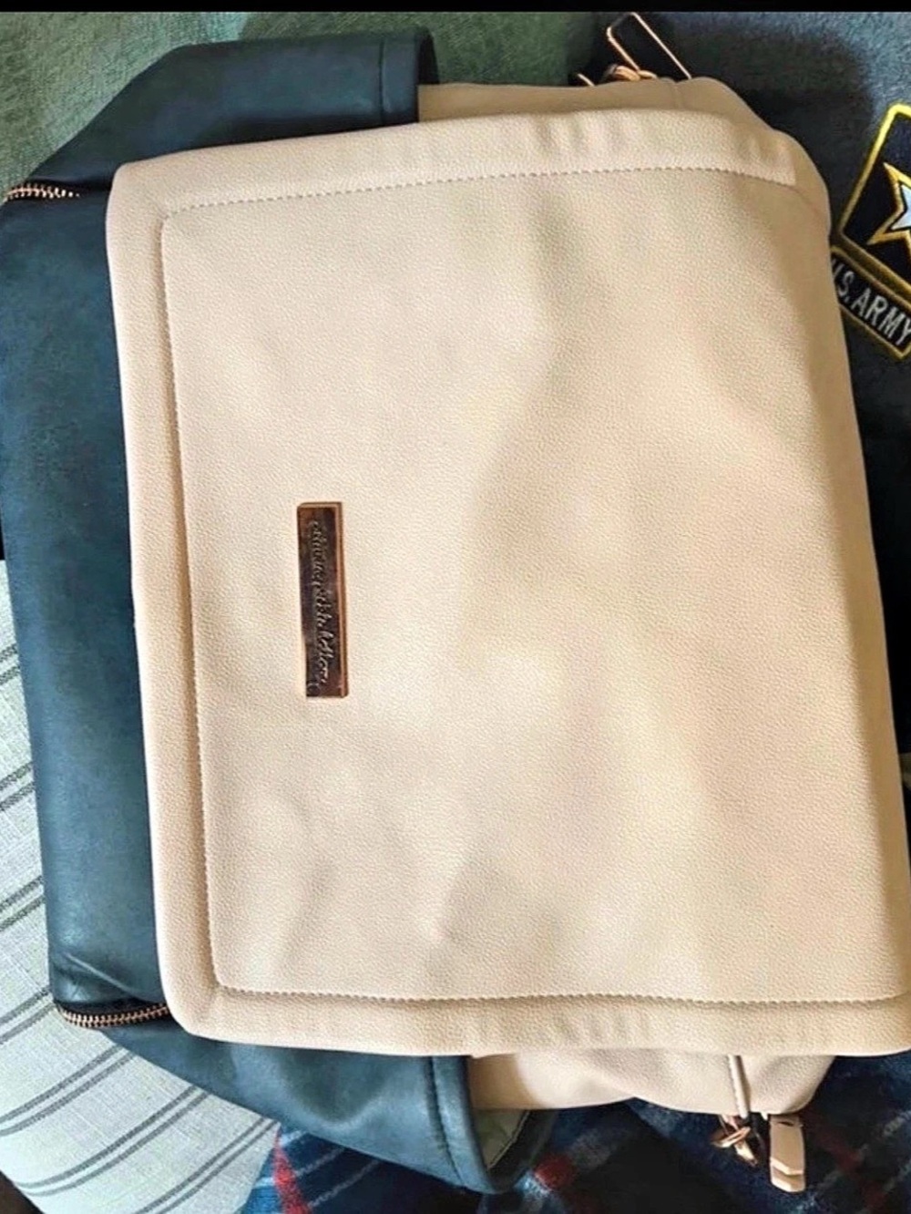 Petunia pickle bottom Convertible Backpack diaper bag in Blue & Beige